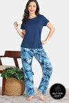 Zivame Indigo Wild Knit Poly Pyjama Set - Moonlight Ocean — thumbnail 1